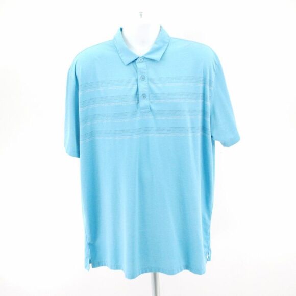 Callaway Teal Striped XL Polo Shirt Short Sleeve Collared Polyester Cotton Elast - Picture 5 of 10